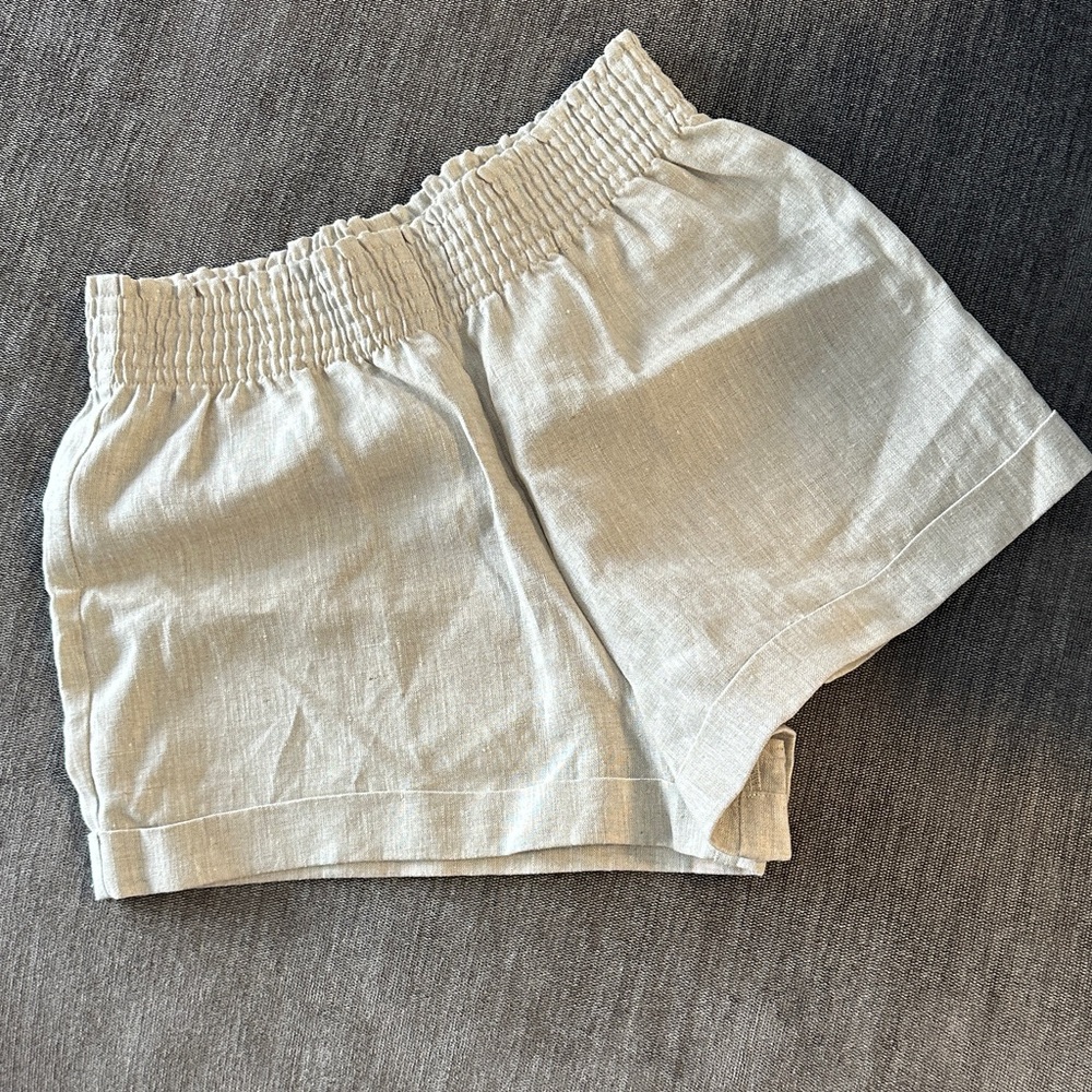 Reformation High Waist Cream Shorts
